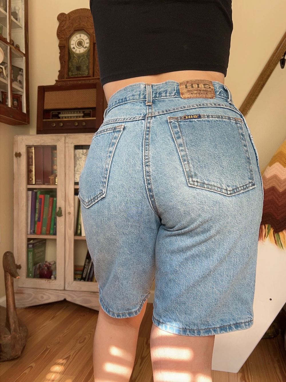 HIS Vintage 90s Light Wash Faded Denim Mom Shorts High Rise Cotton Jorts